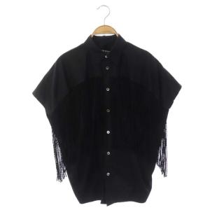 AD2013 シャツ 半袖 フリンジ バックショート XS ブラック