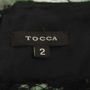 TOCCA MIMOSA ドレス ワンピース フレア 膝丈 ノースリーブ レース 2 グリーン ホワイト ブラック