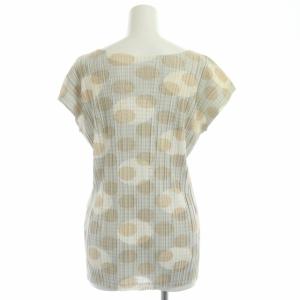 PLEATS PLEASE ISSEY MIYAKE ドットパンチングフレンチスリーブブラウス カットソー 4 グレー ベージュ オフホワイト