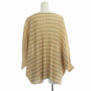 PLEATS PLEASE ISSEY MIYAKE イッセイミヤケ プリーツマルチボーダードルマンブラウス カットソー 七分袖 3 マルチカラー