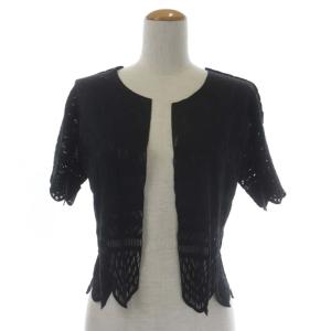 イッセイミヤケ A-POC フラワーカットワークカーディガン 半袖 3 黒 ブラック