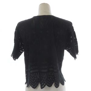 PLEATS PLEASE ISSEY MIYAKE イッセイミヤケ A-POC フラワーカットワークカーディガン 半袖 3 黒 ブラック