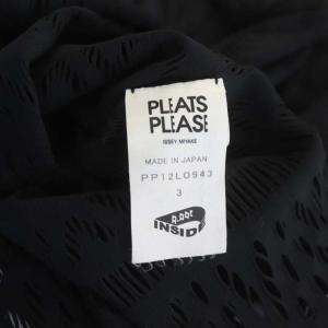 PLEATS PLEASE ISSEY MIYAKE イッセイミヤケ A-POC フラワーカットワークカーディガン 半袖 3 黒 ブラック