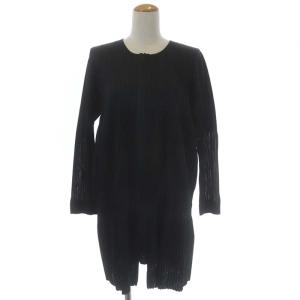 プリーツノーカラージップカーディガン 4 黒