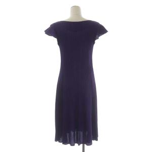 PLEATS PLEASE ISSEY MIYAKE イッセイミヤケ プリーツフレアワンピース ロング 半袖 ラウンドネック 4 パープル