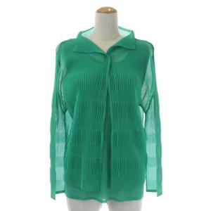 イッセイミヤケ アンサンブル メッシュプリーツカーディガン ブラウス 3 グリーン