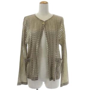 メッシュカーディガン 長袖 4 イエローベージュ ブラウン