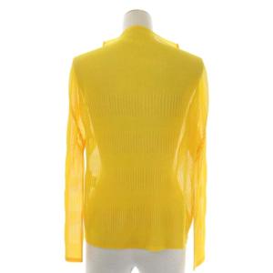 PLEATS PLEASE ISSEY MIYAKE イッセイミヤケ メッシュプリーツカーディガン 長袖 スキッパー 3 スモークイエロー