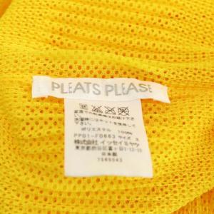 PLEATS PLEASE ISSEY MIYAKE イッセイミヤケ メッシュプリーツカーディガン 長袖 スキッパー 3 スモークイエロー
