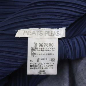 PLEATS PLEASE ISSEY MIYAKE イッセイミヤケ 切替刺繍プリーツワンピース ロング ノースリーブ フレア 3 ネイビー ホワイト