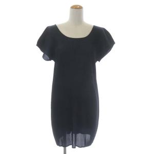 イッセイミヤケ チュニック ミニワンピース プリーツ フレンチスリーブ 3 濃紺