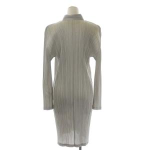PLEATS PLEASE ISSEY MIYAKE イッセイミヤケ プリーツロングカーディガン 長袖 4 ライトグレー