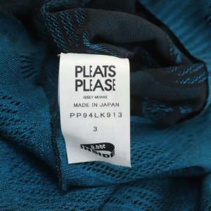 PLEATS PLEASE ISSEY MIYAKE イッセイミヤケ A-POC 気球柄 フリンジワンピース 膝丈 フレンチスリーブ 3 青 ブルー