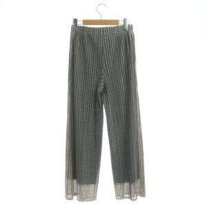 PLEATS PLEASE ISSEY MIYAKE メッシュプリーツワイドパンツ イージー 総柄 2 グレージュ ホワイト