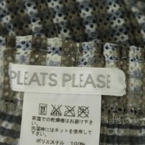 PLEATS PLEASE ISSEY MIYAKE メッシュプリーツワイドパンツ イージー 総柄 2 グレージュ ホワイト