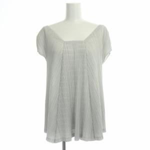 イッセイミヤケ プリーツ変形ブラウス トップス カットソー フレンチスリーブ 4 ライトグレー