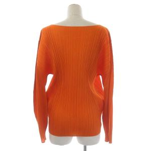 PLEATS PLEASE ISSEY MIYAKE イッセイミヤケ プリーツクルーネックブラウス トップス プルオーバー 長袖 3 オレンジ
