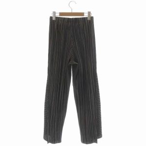 PLEATS PLEASE ISSEY MIYAKE イッセイミヤケ プリーツストライプワイドパンツ 3 ブラック