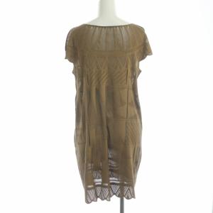 PLEATS PLEASE ISSEY MIYAKE イッセイミヤケ A-POC スカラップ チュニック ワンピース ミニ フレンチスリーブ 3 キャメル