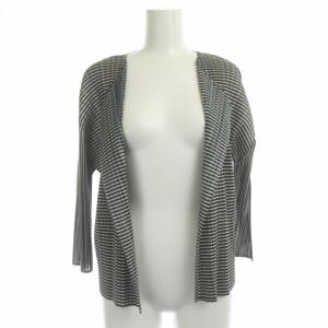 総柄ノーカラーカーディガン 七分袖 4 グレージュ ブラック ホワイト