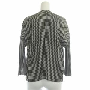 PLEATS PLEASE ISSEY MIYAKE 総柄ノーカラーカーディガン 七分袖 4 グレージュ ブラック ホワイト