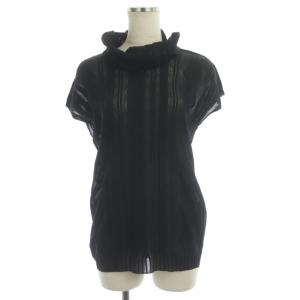 イッセイミヤケ A-POC ハイネックケーブルブラウス トップス カットソー フレンチスリーブ 3 黒 ブラック