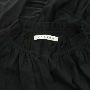 MARIHA 星明りのドレス ワンピース ロング ティアード ギャザー フレア 36 ブラック