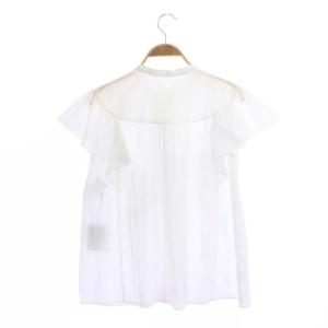 ANAYI 22AW ライトローンスタンドラッフルブラウス ノースリーブ フリル 38 ホワイト