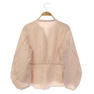 ANAYI 21AW コンパクトコットンギャザーソデ ブラウス シャツ 前開き 長袖 36 ピンクベージュ