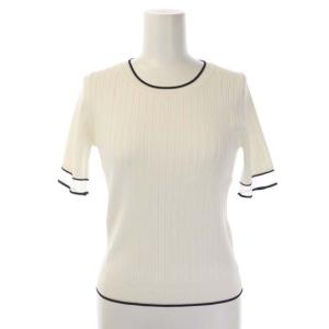 ANAYI アンサンブルニット カーディガン シアー配色リブクルーネック 長袖 カットソー 半袖 36 ホワイト