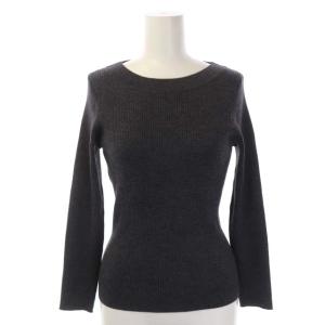 ANAYI アンサンブルニット カーディガン ウールリブVネック カットソー 長袖 36 チャコールグレー