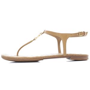 TORY BURCH サンダル ストラップ レザー フラット ロゴ 6.5M 23cm べージュ