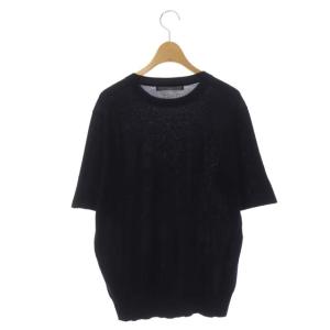 L'Appartement 21SS Knit Pullo ニット カットソー クルーネック 五分袖 プルオーバー 38 ネイビー