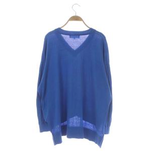 ENFOLD シルクコットン Vネックワイドニットプルオーバー セーター 薄手 長袖 36 ブルー