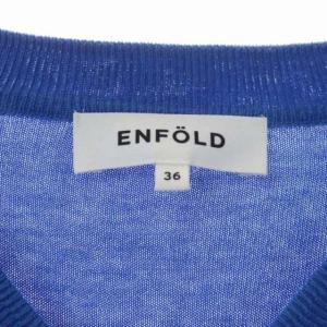 ENFOLD シルクコットン Vネックワイドニットプルオーバー セーター 薄手 長袖 36 ブルー