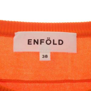 ENFOLD ドロップショルダー クルーネックニット カットソー 長袖 プルオーバー 38 オレンジ