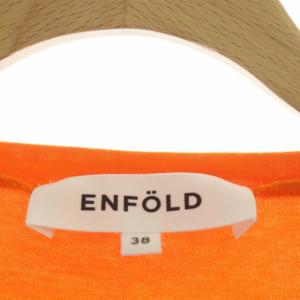 ENFOLD バックアシンメトリーTシャツ カットソー 七分袖 プルオーバー 38 オレンジ