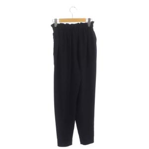 ENFOLD 21SS ライトジョーゼット フロントギャザーゴム テーパードパンツ 34 ブラック