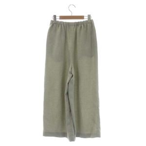 ENFOLD リネンライク リラックスワイドゴムTR パンツ タック ギャザー イージー 34 ライトグレー