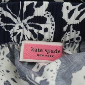 kate spade new york 22SS スプリング フライト タイウエスト スカート フレア ギャザー ロング バタフライプリント 蝶 S 紺 白 ネイビー