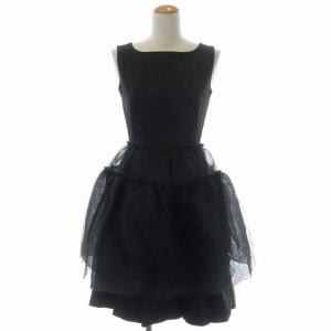 タックフレアスカートワンピース チュールスカート 2点セット 膝丈 36 黒 ブラック