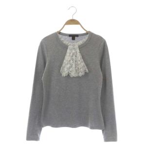 モノグラム レース 切り替え カットソー Tシャツ 長袖 M グレー