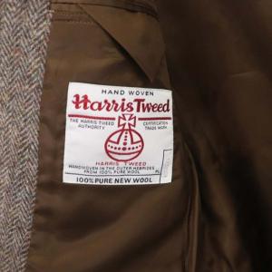 Brooks Brothers × ハリスツイード エルボーパッチ ヘリンボーン テーラードジャケット 2B シングル ブラウン