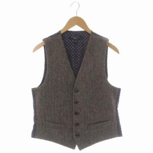 × ハリスツイード 切替 ヘリンボーン ベスト ジレ 38S マルチカラー