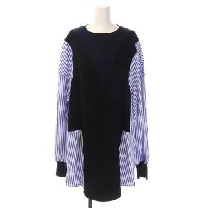 20AW ダブルサテンニット×SHIRT PULLOVER 38 ネイビー