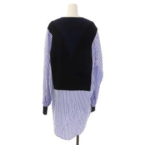 ENFOLD 20AW ダブルサテンニット×SHIRT PULLOVER 38 ネイビー