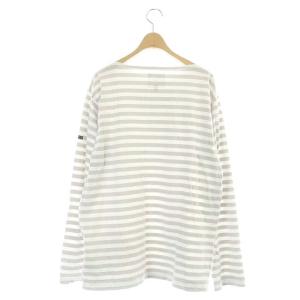agnes b. ADAM ET ROPE別注 ロングスリーブボーダーTシャツ 長袖 ライトグレー ホワイト