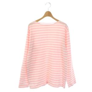 ADAM ET ROPE別注 ロングスリーブボーダーTシャツ 長袖 L ピンク ホワイト