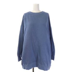 UpcycleLino 裏毛バックリボンチュニック トレーナー スウェット 長袖 F 青 ブルー
