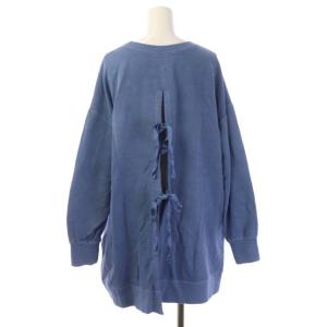 nest Robe UpcycleLino 裏毛バックリボンチュニック トレーナー スウェット 長袖 F 青 ブルー